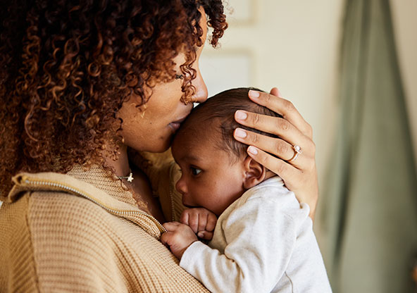 Black mother with baby