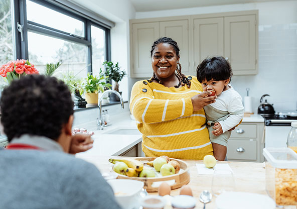 Family enjoying lunch with each other. 