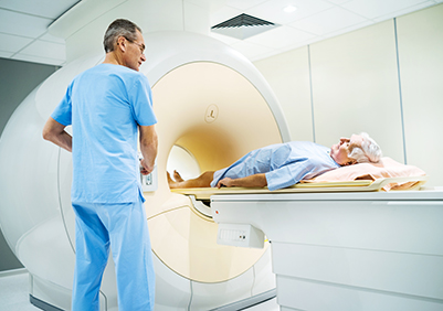 Older woman getting an MRI